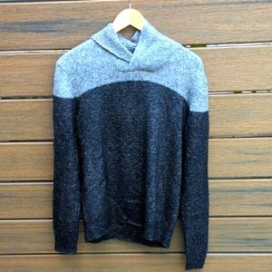 Armani Jeans Wool Blend Two-Tone Gray Shawl Sweater - Slim Fit L Like New